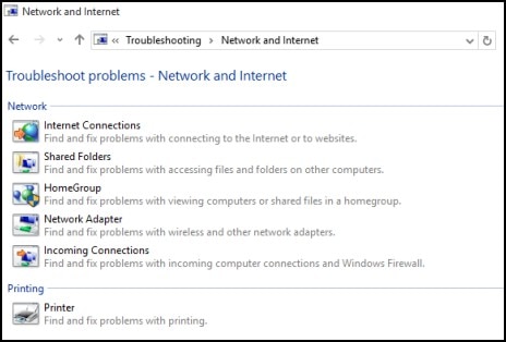 Solução de problemas de rede e Internet