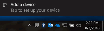 Ejemplo de un mensaje de Bluetooth al intentar conectarse a un equipo con Windows 10.
