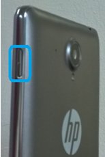 Side view of tablet with the power button highlighted