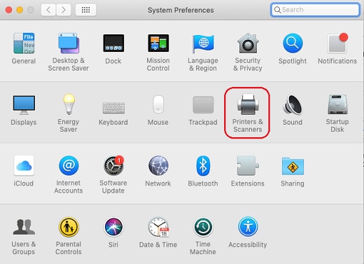 Image show the Printers & Scanners in  System Preferences 