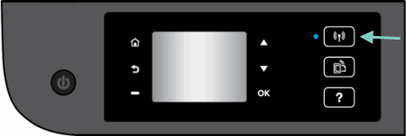 Ejemplo de luz de conexión inalámbrica en el panel de control de la impresora