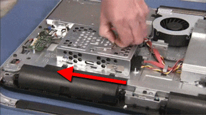 Sliding the hard drive to the side