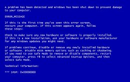 Example of a blue screen error in Windows 7