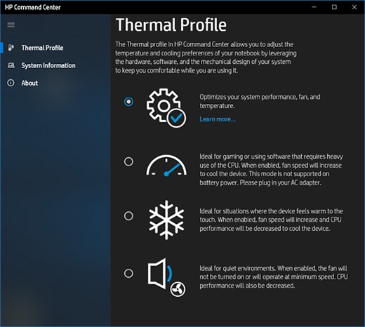 Opening the Thermal Profile window