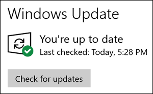 Se etter oppdateringer med Windows Update