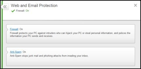Web and Email Protection menu