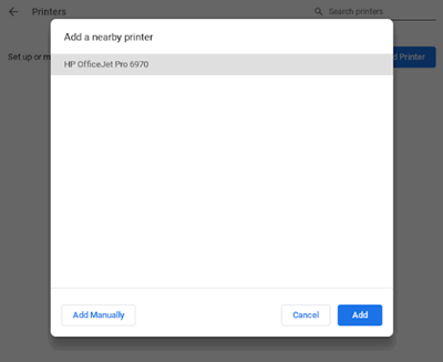 Add a printer in Chrome OS