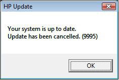 Mensaje de error de HP update