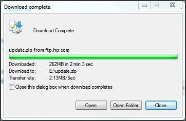 Download complete (Windows 7 example)