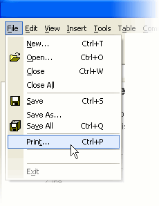 Illustration d'un clic sur Imprimer dans le menu Fichier