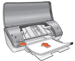 Illustration of inserting paper and pushing in the guide.