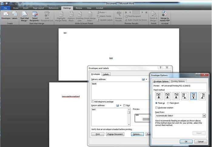 how to print an envelope in word for pc