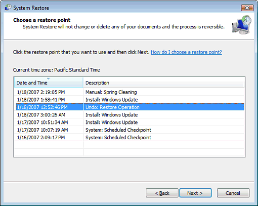 Windows Vista System Restore Will Not Start Homelite