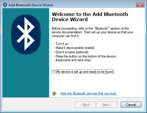 Connect Bluetooth Device Computer Vista