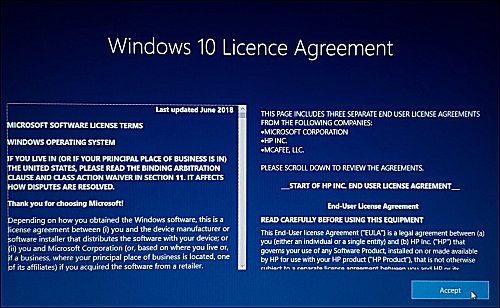 Windows 10 license agreement