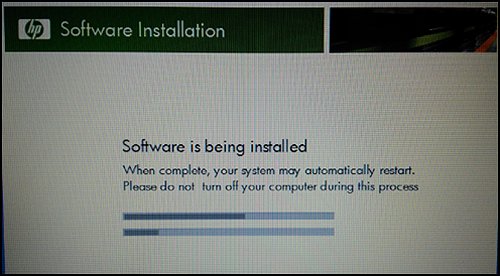Pantalla de instalación del software que muestra que el software se está instalando