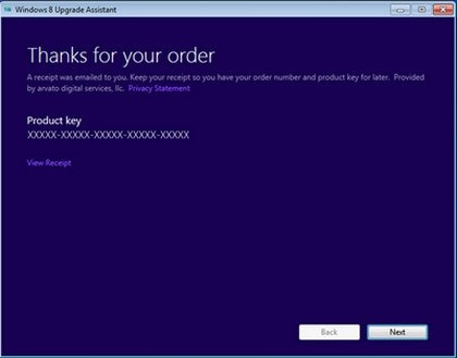 Clave de producto en el Asistente para actualización de Windows