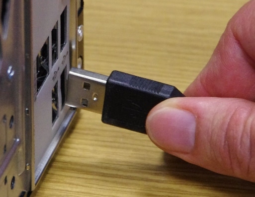 Plugging in a USB cable