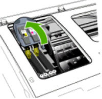 Illustration of lifting the printhead latch on the left side of the product.