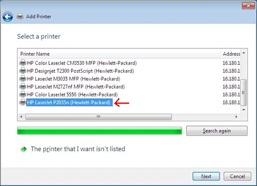 præsentation hende bro HP LaserJet P2035n Printer - UPD: Windows 7 (32 and 64 Bit) Network Print  Driver Installation Using PCL5 Driver | HP® Customer Support