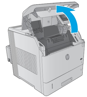 HP LaserJet Enterprise M604, M605, M606 - 13.B2 jam error in the toner- cartridge area | HP® Customer Support