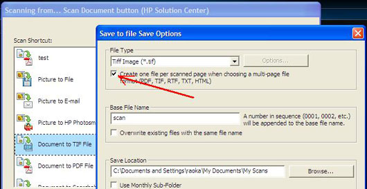 where does hp scan save files