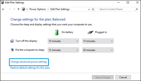  Change advanced power settings for more options
