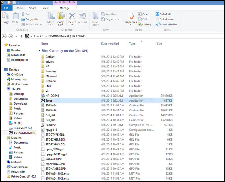 ไฟล์ Setup (ติดตั้ง) ใน File Explorer (ตัวสำรวจไฟล์)