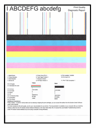 Imagem: Exemplo de relatório de diagnóstico da qualidade de impressão.