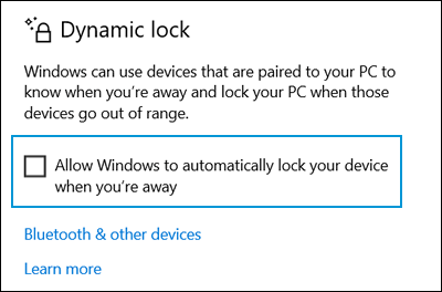 Turning on Dynamic lock