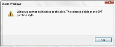 windows can only be installed to gpt disks