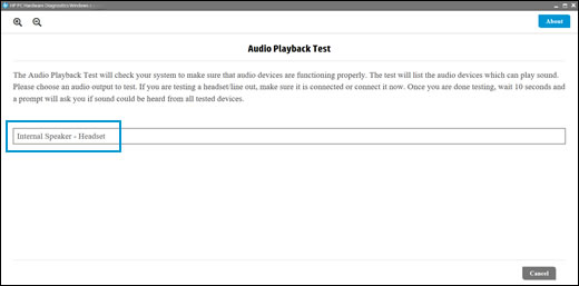 Select an audio output device to test