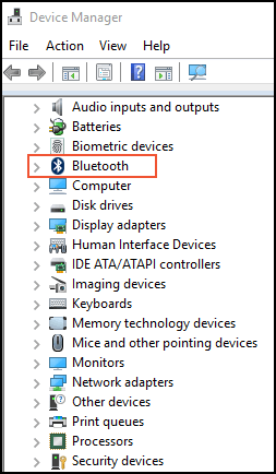 Bluetooth displays in Device Manager