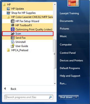 HP Color LaserJet CM1312 多功能印表機系列─ 如何在Windows 7 中配置掃描至電腦| HP®顧客支援