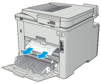 HP Color LaserJet Pro MFP M377, M477 - Clear paper jams in the rear door  and fuser area | HP® Customer Support
