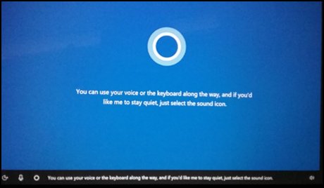 Cortana Einführungsbildschirm