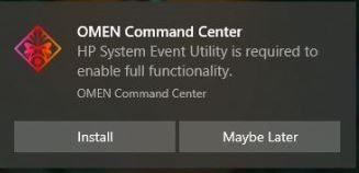 OMEN by HP Laptop and Desktop PCs - OMEN Command Center Notification  Appears When Attempting to Use Certain Features | HP® Customer Support