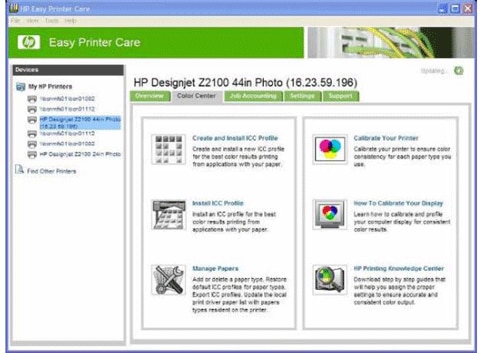 HP Designjet Z2100 and Z3100 Photo Printer Series - Printer Utilities | HP®  Customer Support