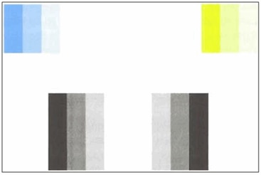 Imagen: Patrón de prueba 2 con un bloque de color ausente.