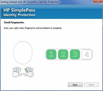 Image of enroll fingerprints window