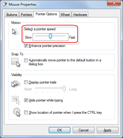 how to calibrate mouse pointer windows 7