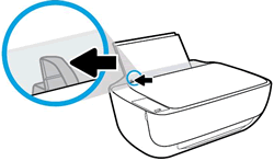 Imagem: Deslizar a guia de largura do papel para a esquerda