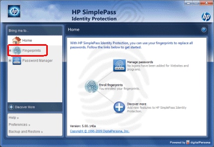 Illustration de l'écran d'accueil de HP SimplePass