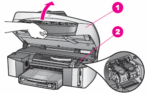 Il messaggio "Sbloccare il carrello inceppato e premere OK per continuare"  viene visualizzato nelle stampanti All-in-One HP Officejet serie 7200,  7300, e 7400 | Assistenza clienti HP®