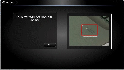 Imagen de la pantalla con el mensaje ¿Ha encontrado el sensor de huellas digitales?