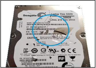 Example of HDD serial number label damage