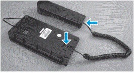 Image: Attach the handset cord to the telephone platform and to the handset.