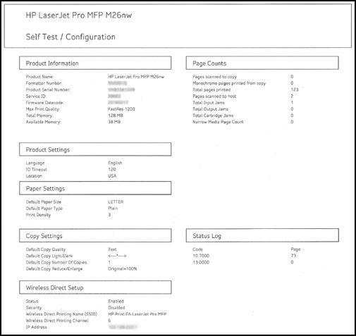 Stampanti HP LaserJet Pro M26 - Stampa di pagine di auto-test | Assistenza  clienti HP®
