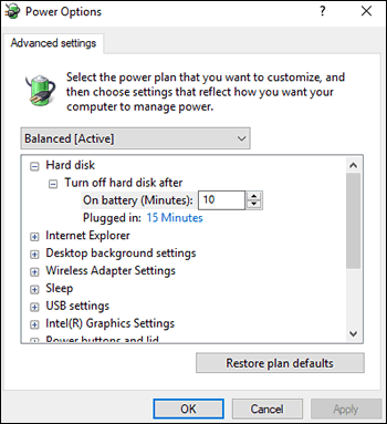Changing the Advanced settings