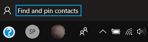 Opening a list of contacts to pin to the taskbar from the People app icon
